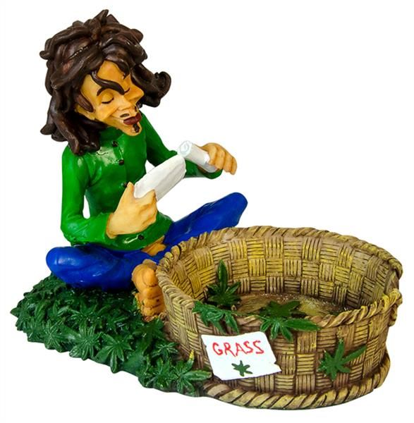 Polyresin Aschenbecher-Figur, &quot;Rastaman Joint drehend&quot;, 12cm