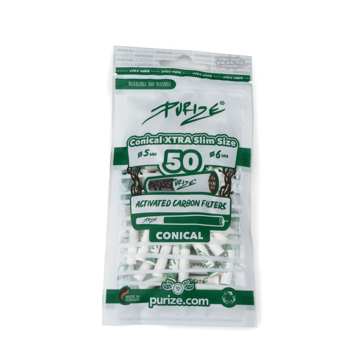 50 PURIZE® Conical XTRA Slim Size | Weiss
