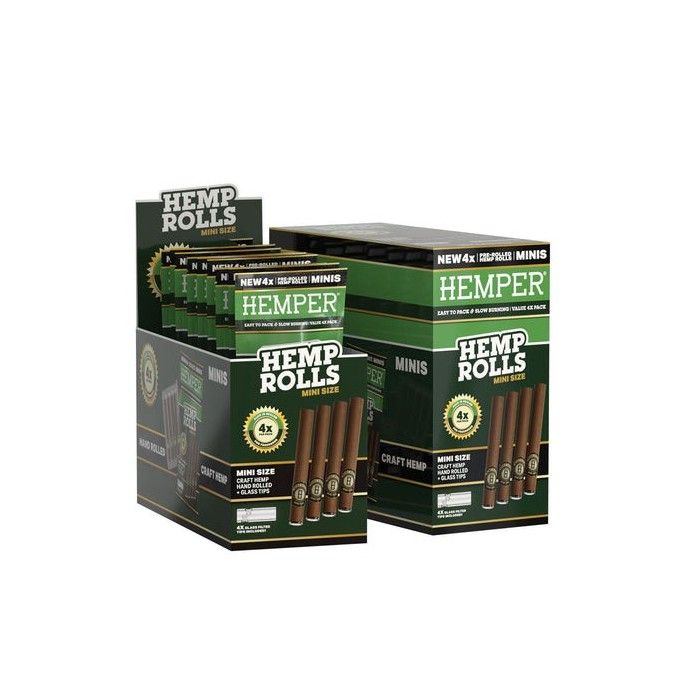 Hemper 4pk Mini Rolled tubes with Glass Tips Hemp