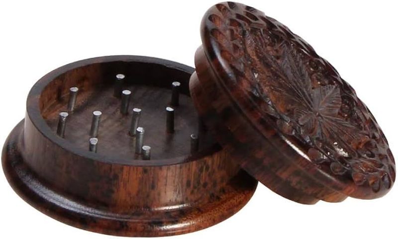 Rosenholz-Grinder Leaf 2-tlg. geschnitzt