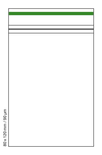 Zip-Tütchen, 90µm, 80x120mm  GREEN LINE 100 Stk.