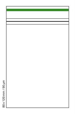 Zip-Tütchen, 90µm, 80x120mm GREEN LINE 100 Stk. Zip-Tütchen, 90µm, 80x120mm GREEN LINE 100 Stk.