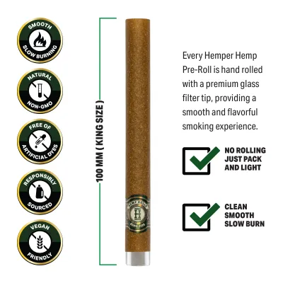 HEMPER - King Size Hemp Rolls + Glass Tip | 2PK Mango