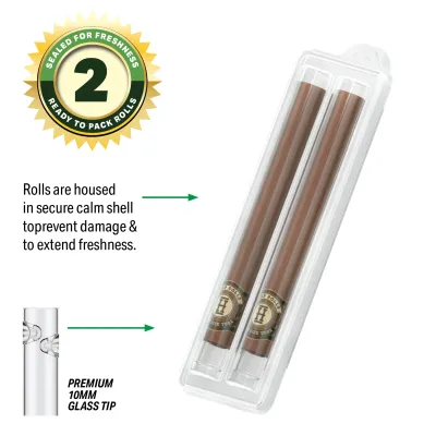HEMPER - King Size Hemp Rolls + Glass Tip | 2PK Blueberry