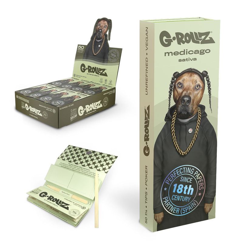 G-Rollz | Pets Rock &#39;Rap&#39; Medicago Sativa - 50 1 1/4 Papers + Tips