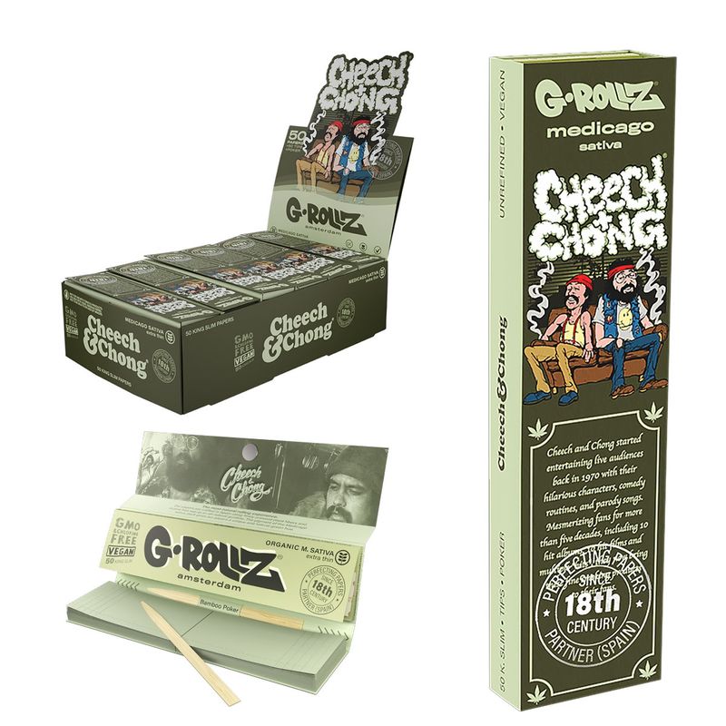 G-Rollz | Cheech &amp; Chong(TM) &#39;Sofa&#39; Medicago Sativa - 50 KS Slim Papers + Tips