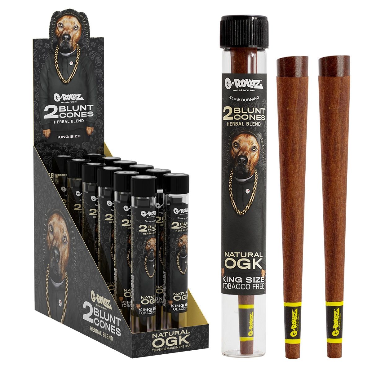 G-Rollz | &#39;The Dog&#39; Terpene Infused Herbal Blunt Cones &#39;Natural OGK&#39;