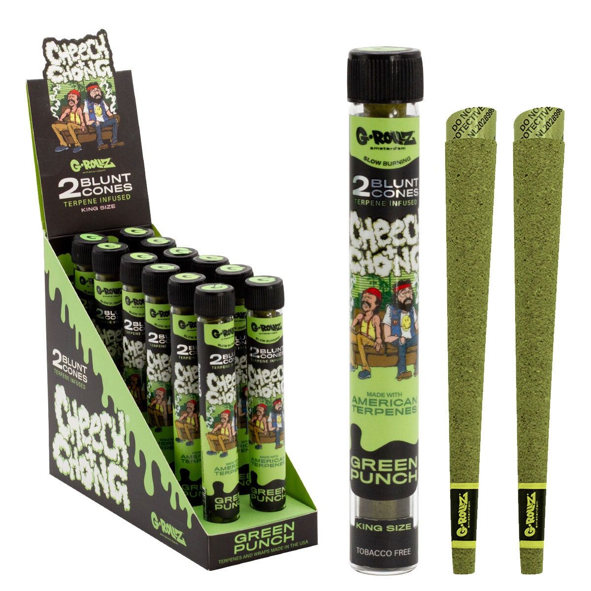 G-Rollz | Cheech &amp; Chong(TM) 2x Terpene Infused Blunt Cones &#39;Green Punch&#39;