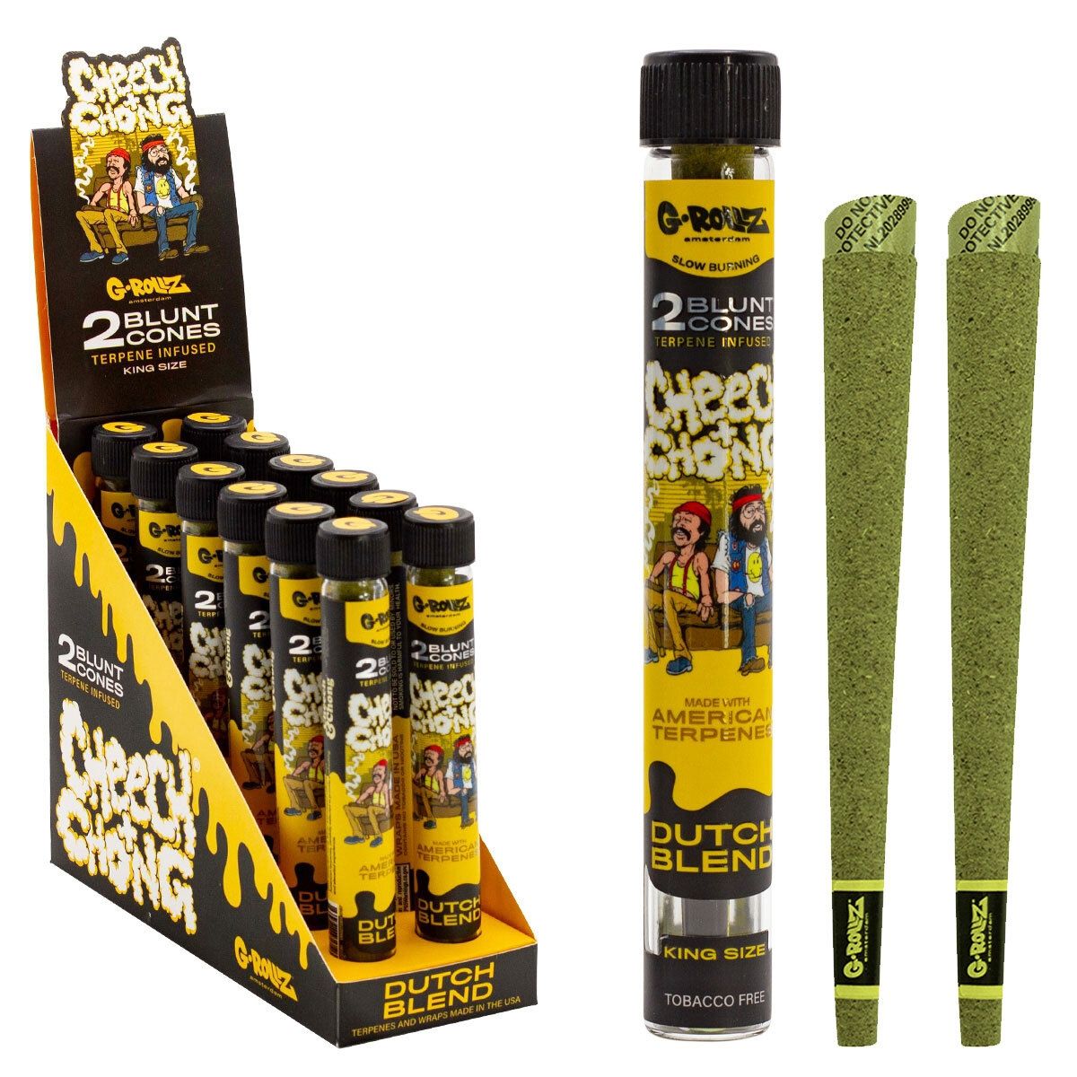 G-Rollz | Cheech &amp; Chong(TM) 2x Terpene Infused Blunt Cones &#39;Dutch Blend&#39;