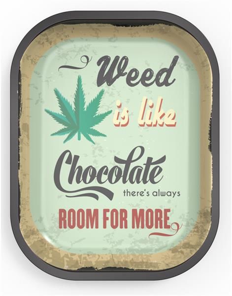 Dreh-Tablett - Rolling Tray, MINI, &quot;Weed is like Chocolate&quot;