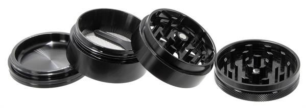 "Hammercraft x RAW" schwarz Aluminium Grinder/Pollinator, 4-part, ø 55mm