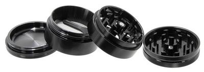 "Hammercraft x RAW" schwarz Aluminium Grinder/Pollinator, 4-part, ø 55mm