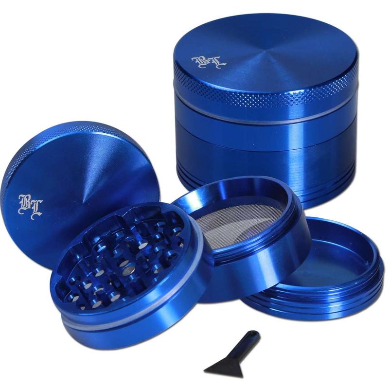 Black Leaf Aluminium-Grinder 4-tlg. mit Magnet - blau
