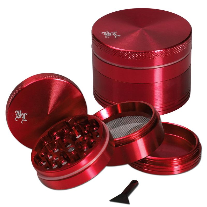 Black Leaf Aluminium-Grinder 4-tlg. mit Magnet - rot