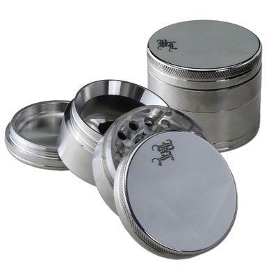 Black Leaf Aluminium-Grinder 4-tlg. mit Magnet - silber