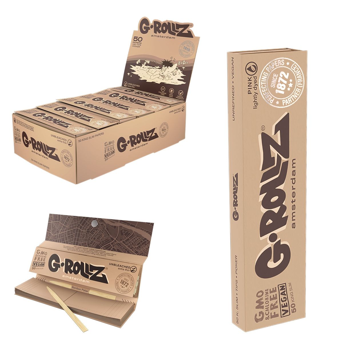 G-Rollz | KS Unbleached Extra Thin Rolling Papers + Tips