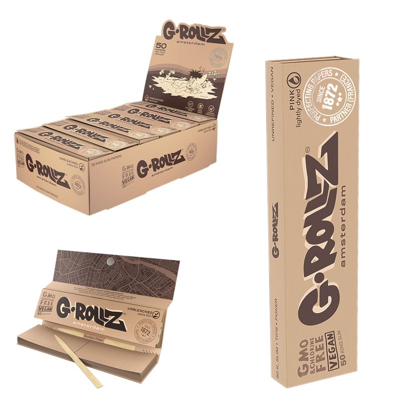 G-Rollz | KS Unbleached Extra Thin Rolling Papers + Tips