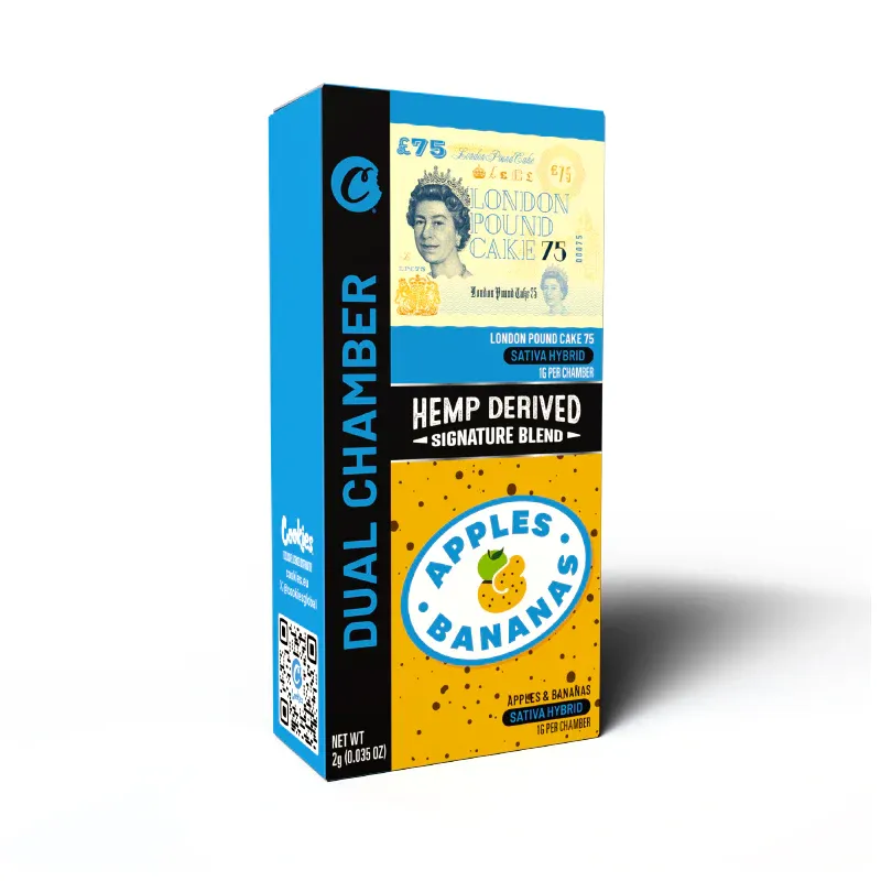 COOKIES 2ML DUAL CHAMBER VAPE 99% SIGNATURE BLEND - LPC 75 &amp; APPLES AND BANANAS