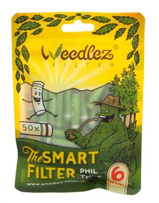 WEEDLEZ® Phil Trino 6mm GREEN Smart Filter Zellulose-Aktivkohlefilter, 50er