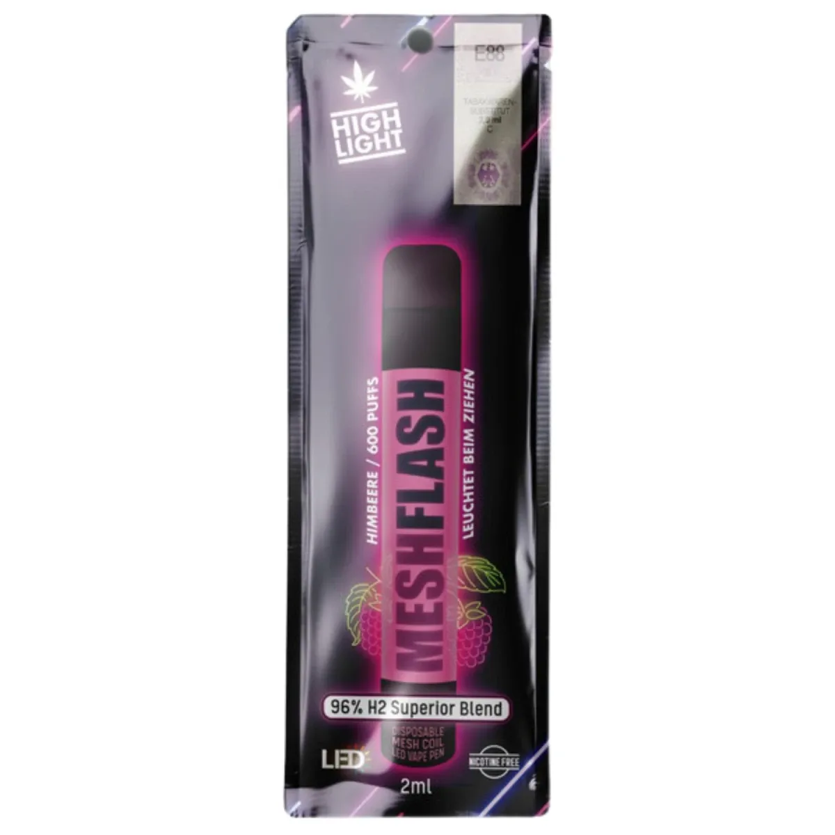Meshflash H2 96% Einweg Vapes 2ml Himbeere
