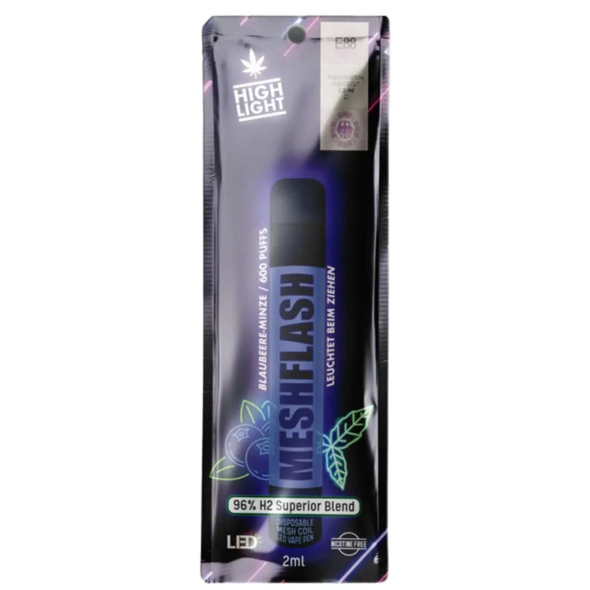 Meshflash H2 96% Einweg Vapes 2ml Blaubeere Minze