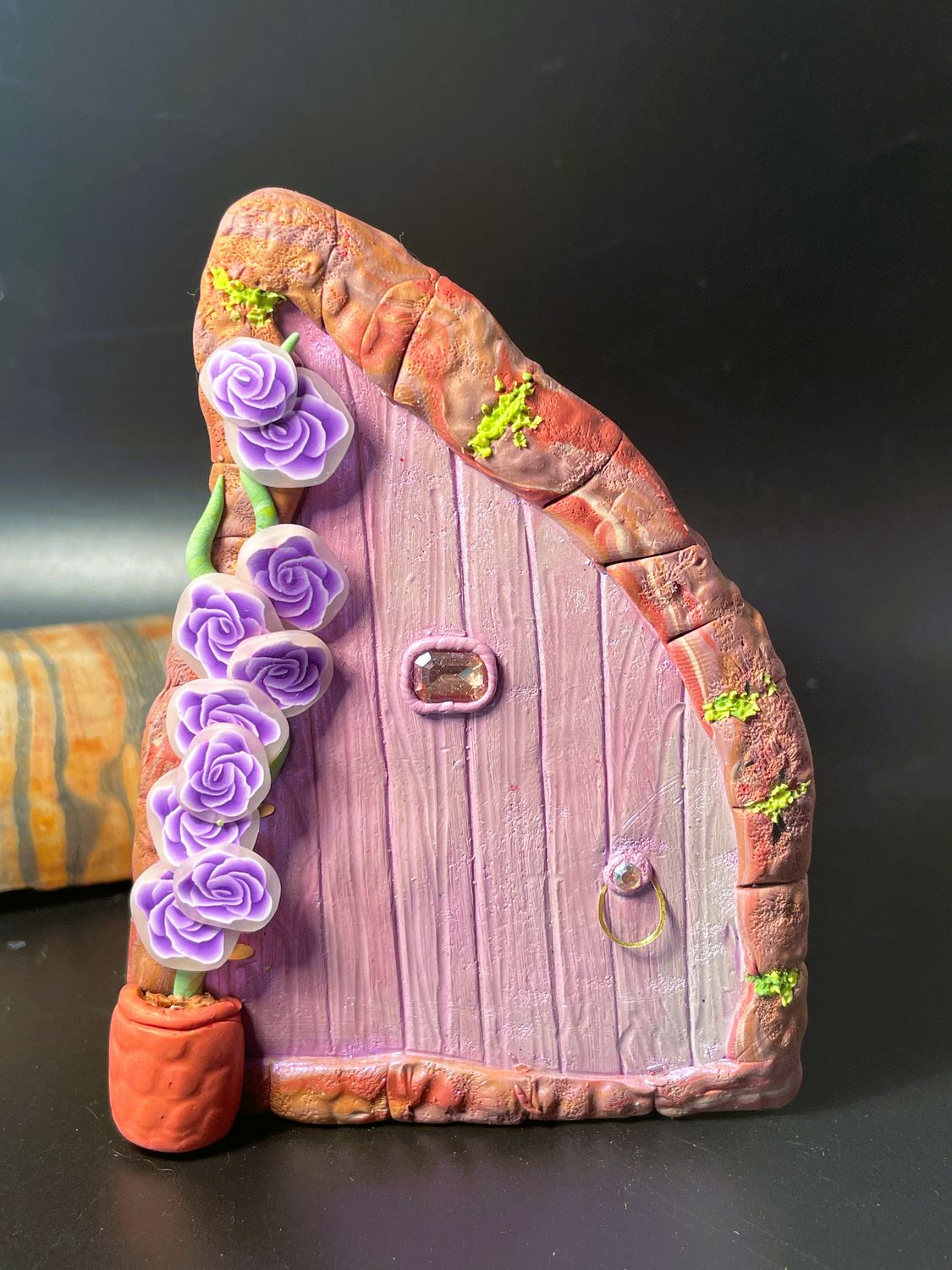 Soft Violet Fairy Door with purple climbing rose