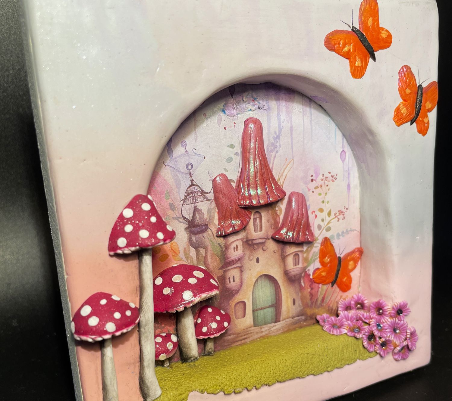 Butterfly Castle - Mixed Media Fantasy Wall Art