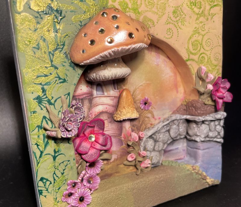Fairy Home by the Bridge - Mixed Media Fantasy Wall Art