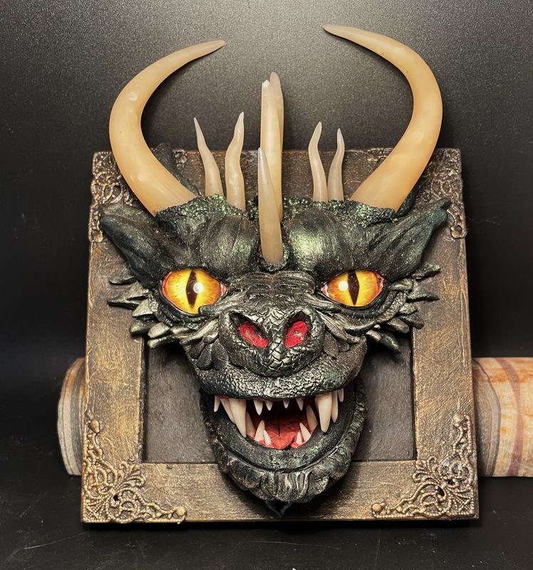 Horned Dragon - framed head  mount