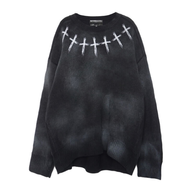 O-neck Collar Loose Long Sleeve Street Fashion Trendy