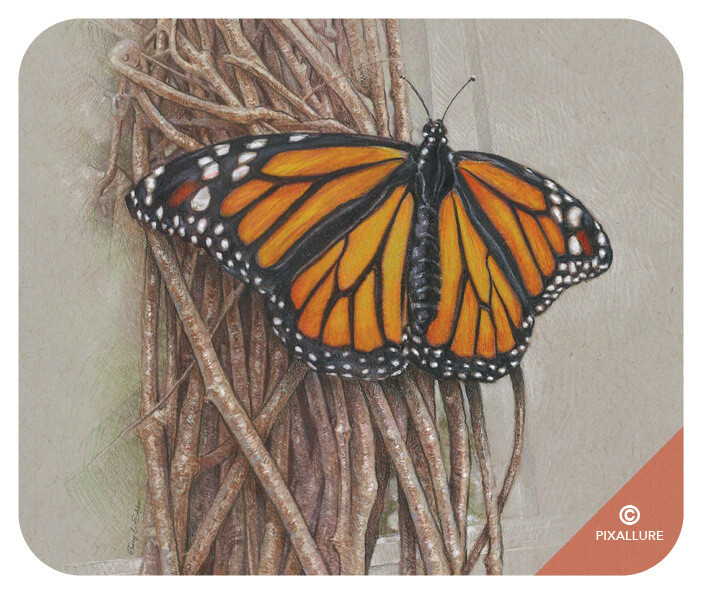 Butterfly on Vines Mouse Pad