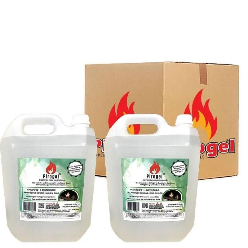 Bioetanol Pirogel para Chimeneas, Estufas y Biohogares | Pack 20 Litros
