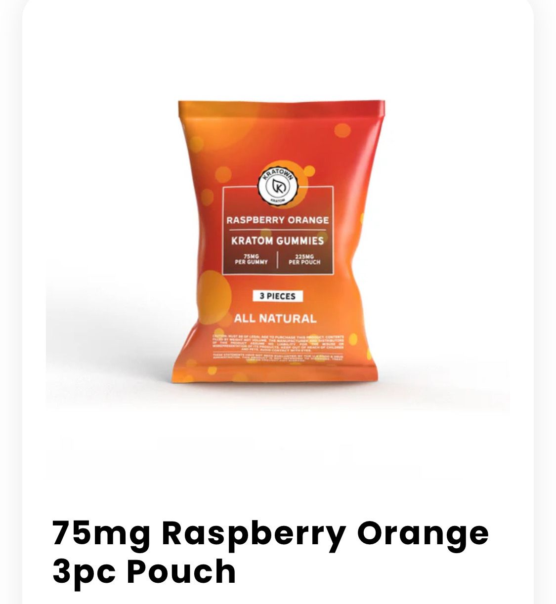 Kratown Gummies - Raspberry Orange 75 Mg