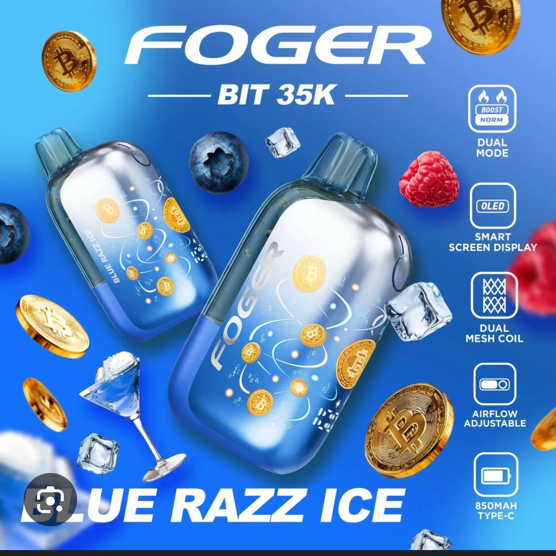 Foger Bit 35k Blue Razz Ice