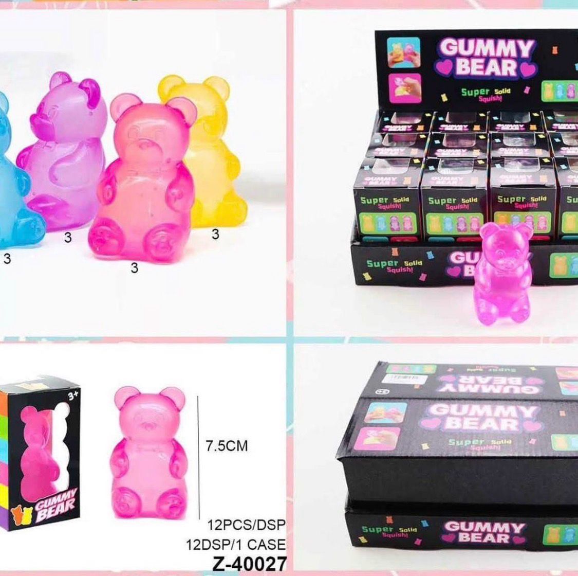 Squishy Toys - Gummy Bears/ Box Of 12 Individually Boxed