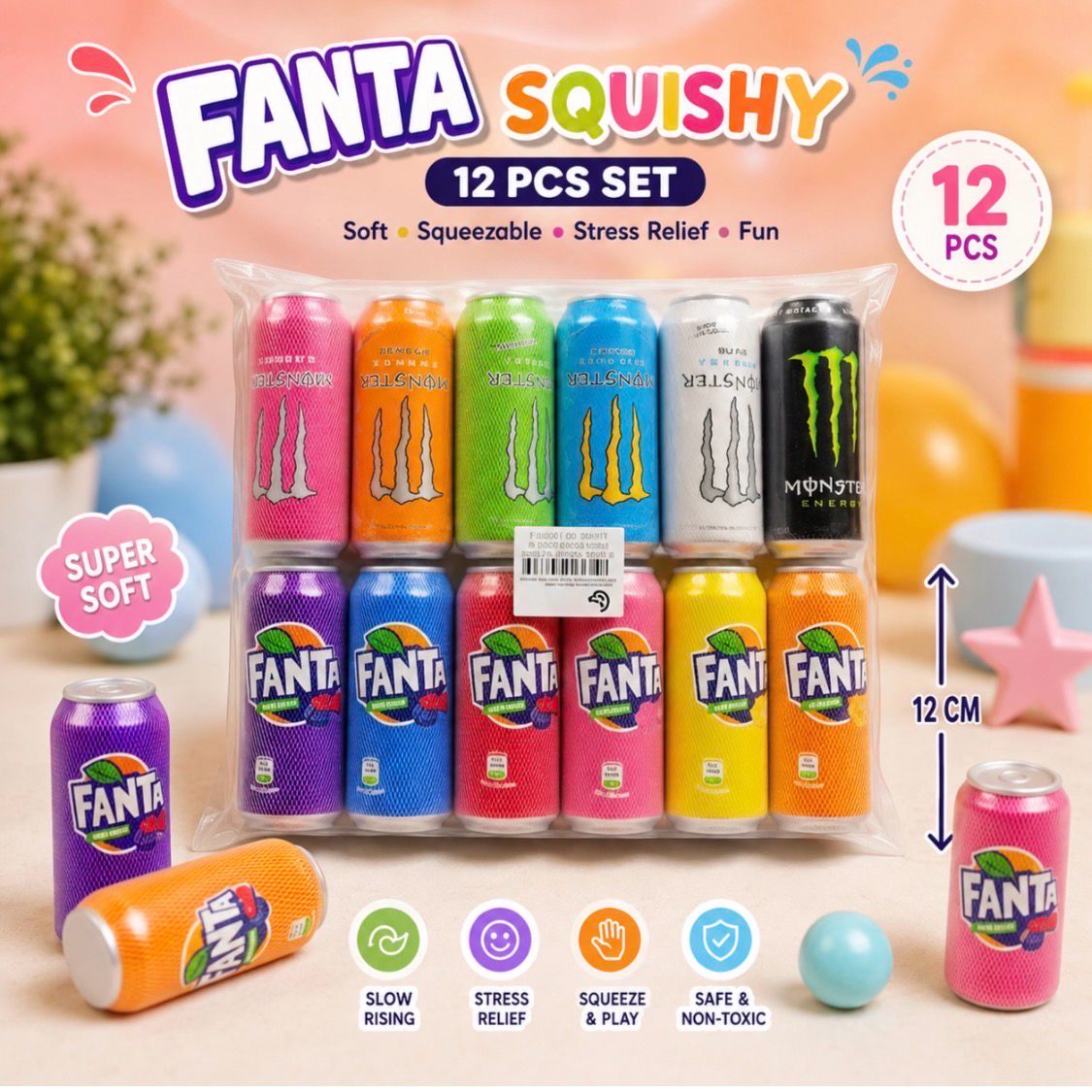 Squishy Toys - Toy Soda Squishy / 12 Pk