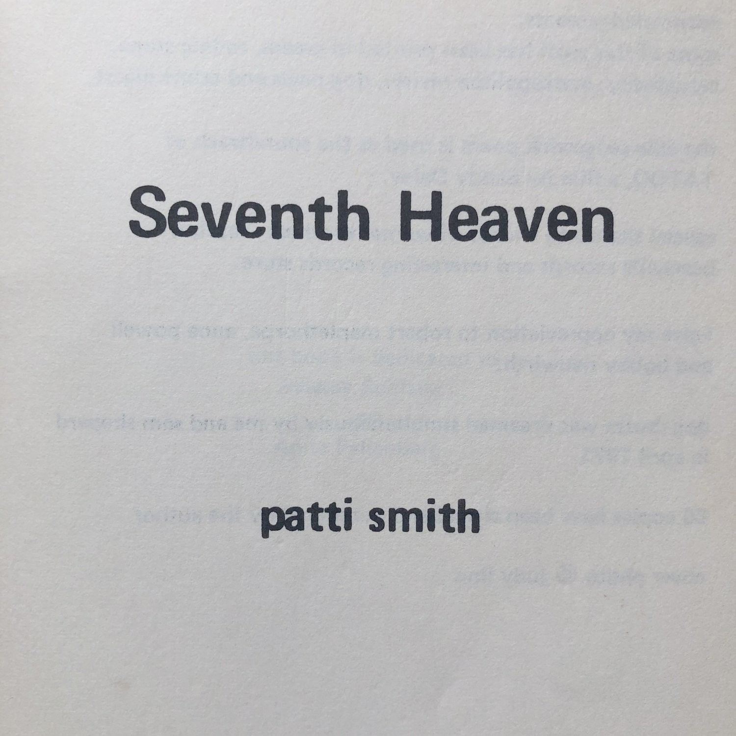 Patti Smith Seventh Heaven