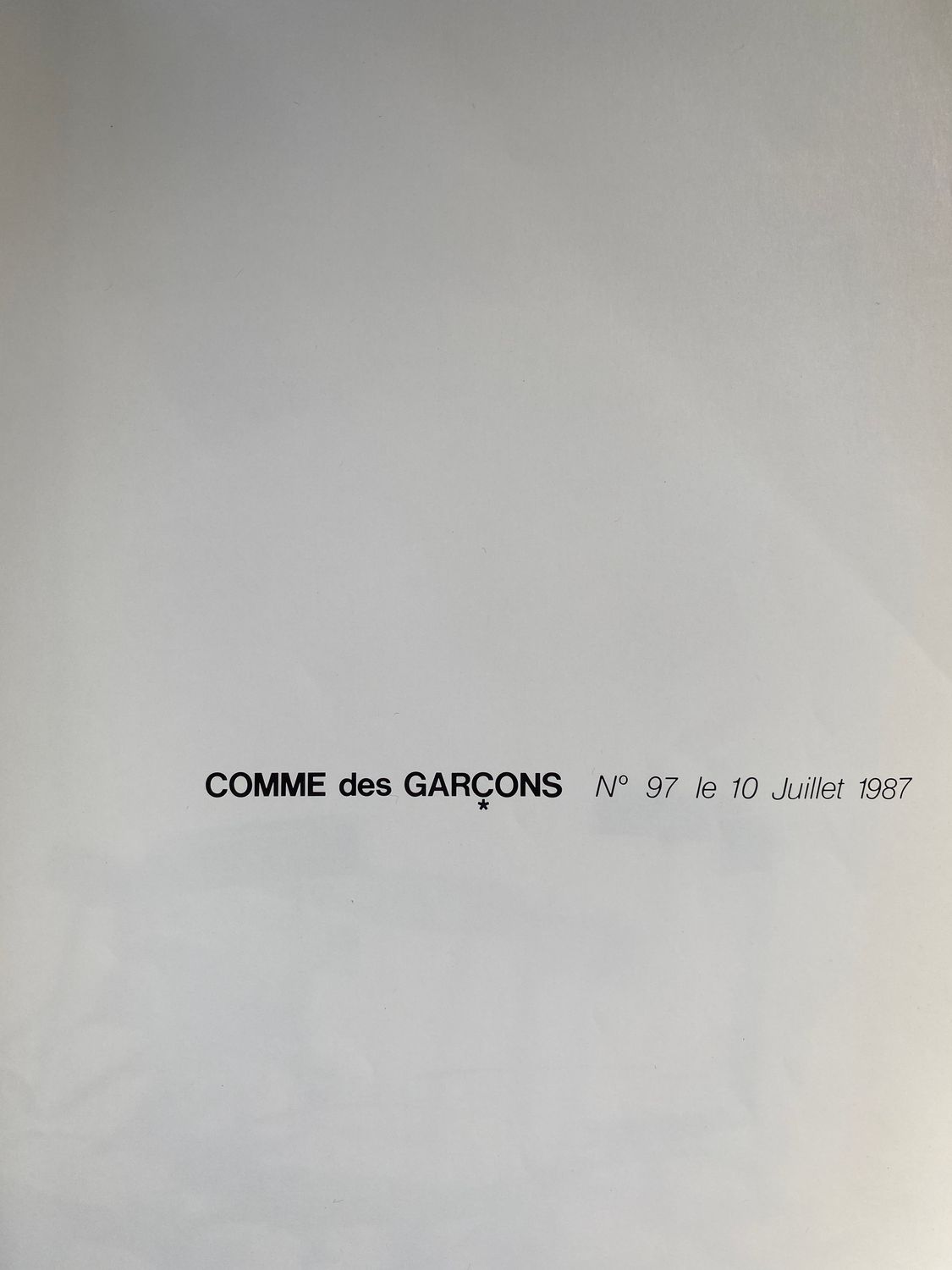 Comme des Garçons July 1987