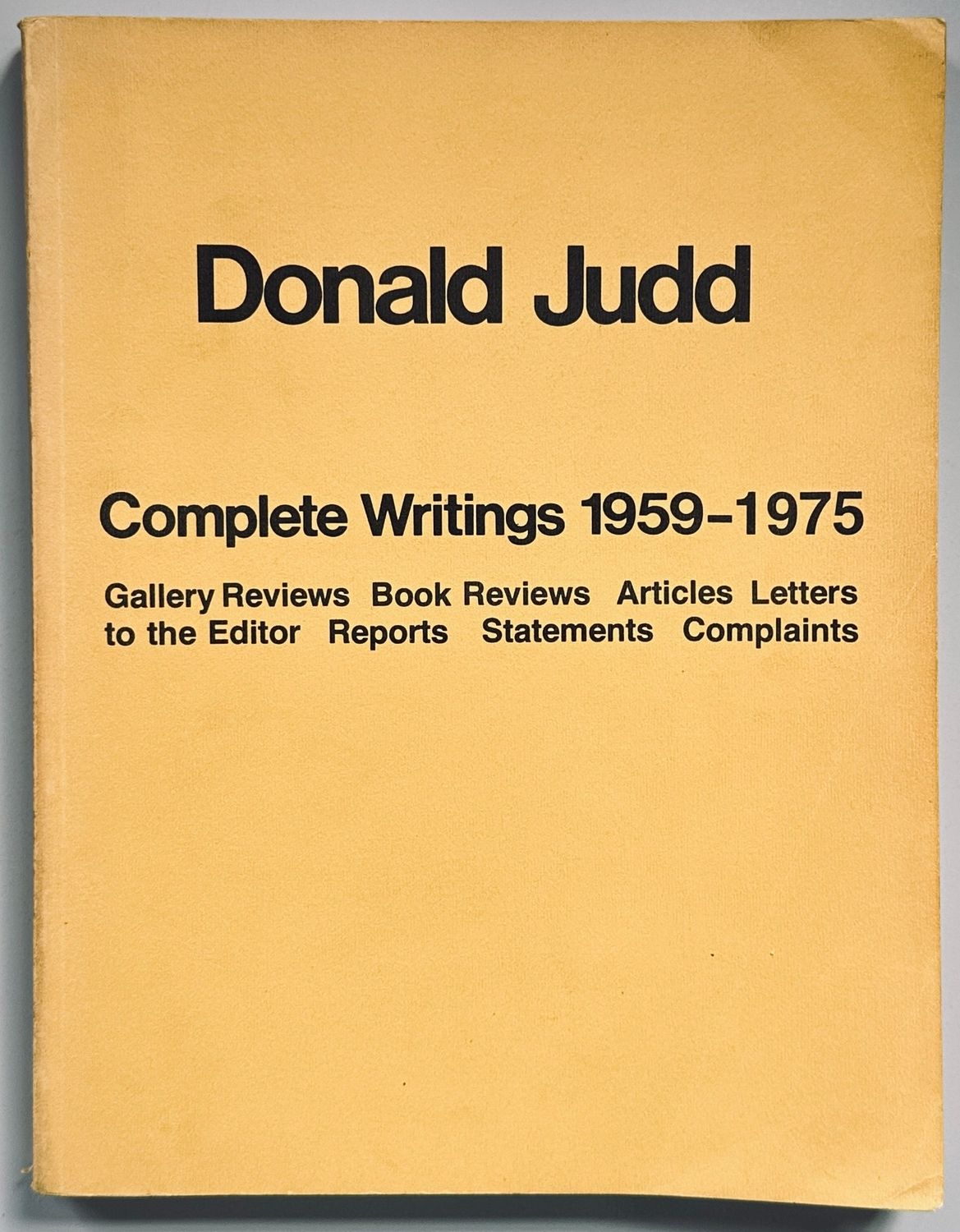 Donald Judd Complete Writings 1959-1975