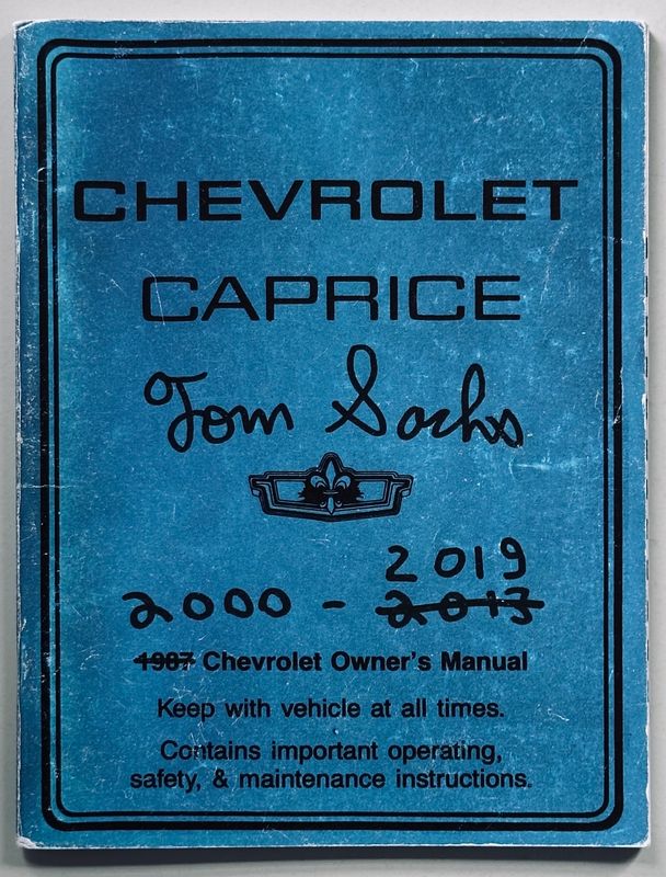 Tom Sachs Caprice Owner's Manual