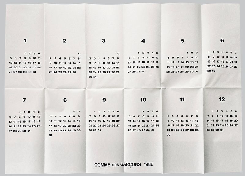 COMME des GARÇONS 1986 Calendar