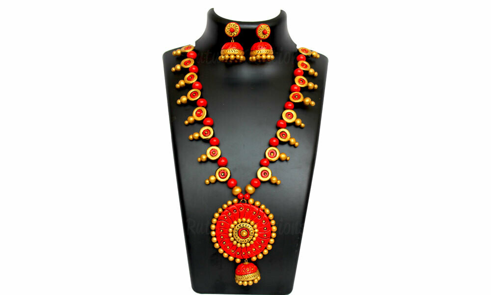 Terracotta Jewellery Necklace Set - NH270