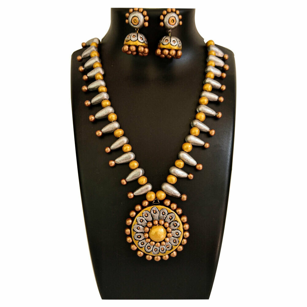 Terracotta Jewellery Necklace Set - NH450
