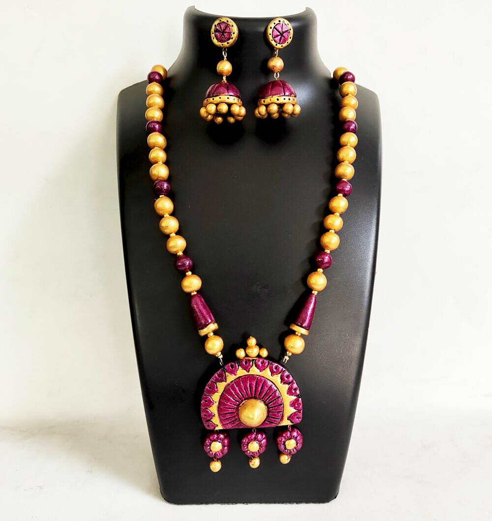 Terracotta Jewellery Necklace Set - NH470