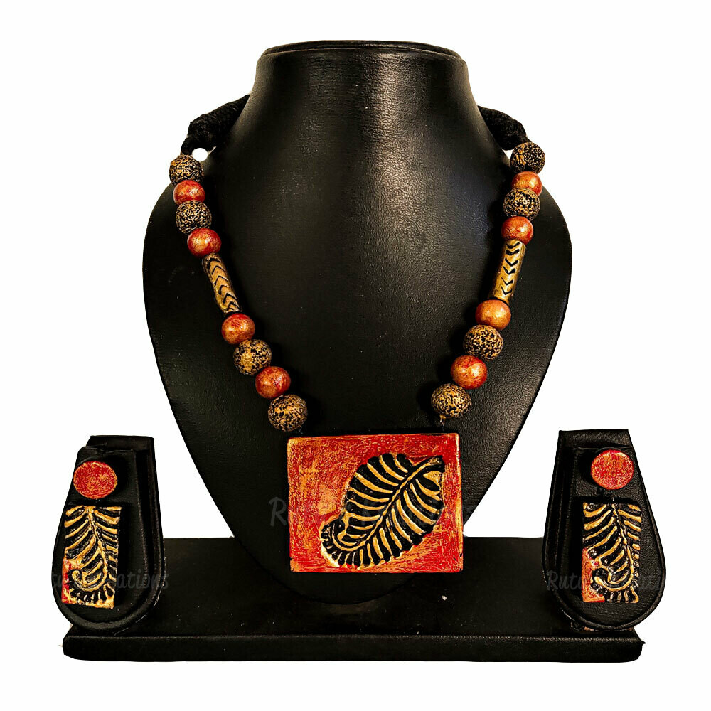 Terracotta Jewellery Necklace Set - NH480