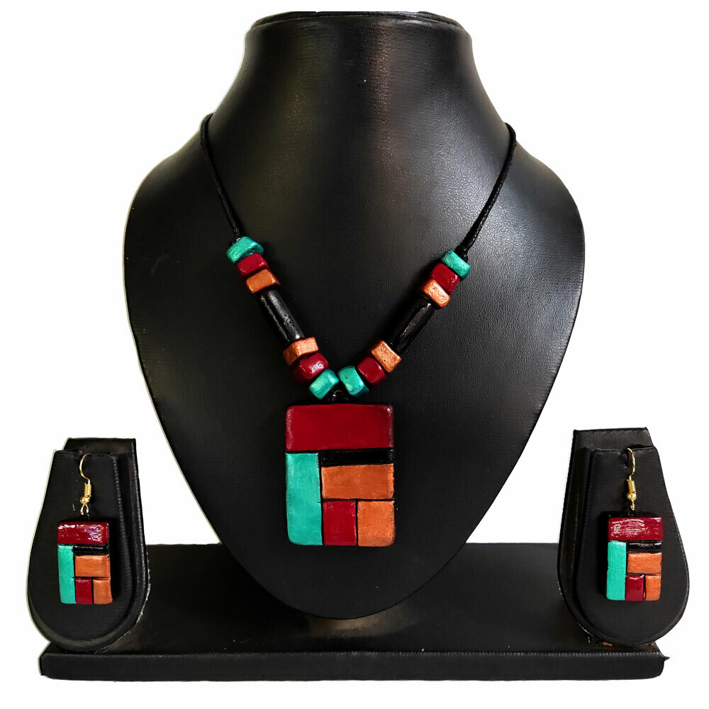 Terracotta Jewellery Necklace Set - NL410