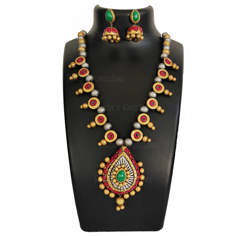 Terracotta Jewellery Necklace Set - NH570