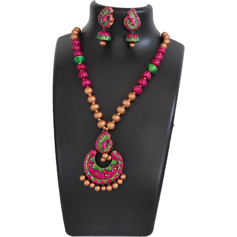 Terracotta Jewellery Necklace Set - NH620