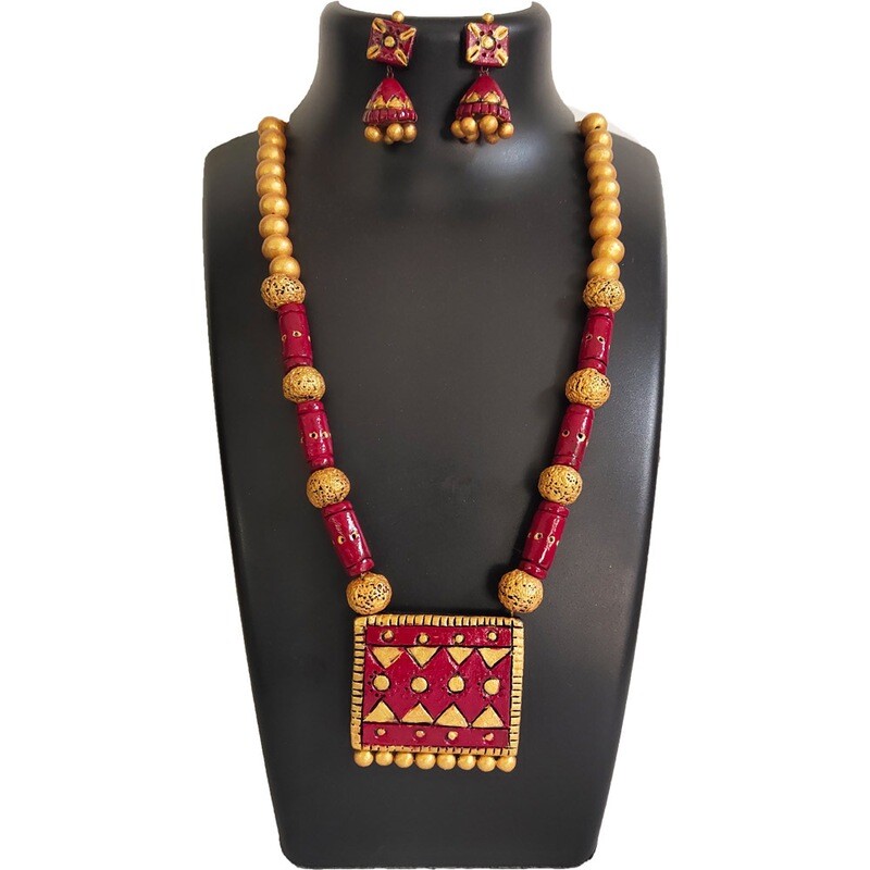 Terracotta Jewellery Necklace Set - NH640
