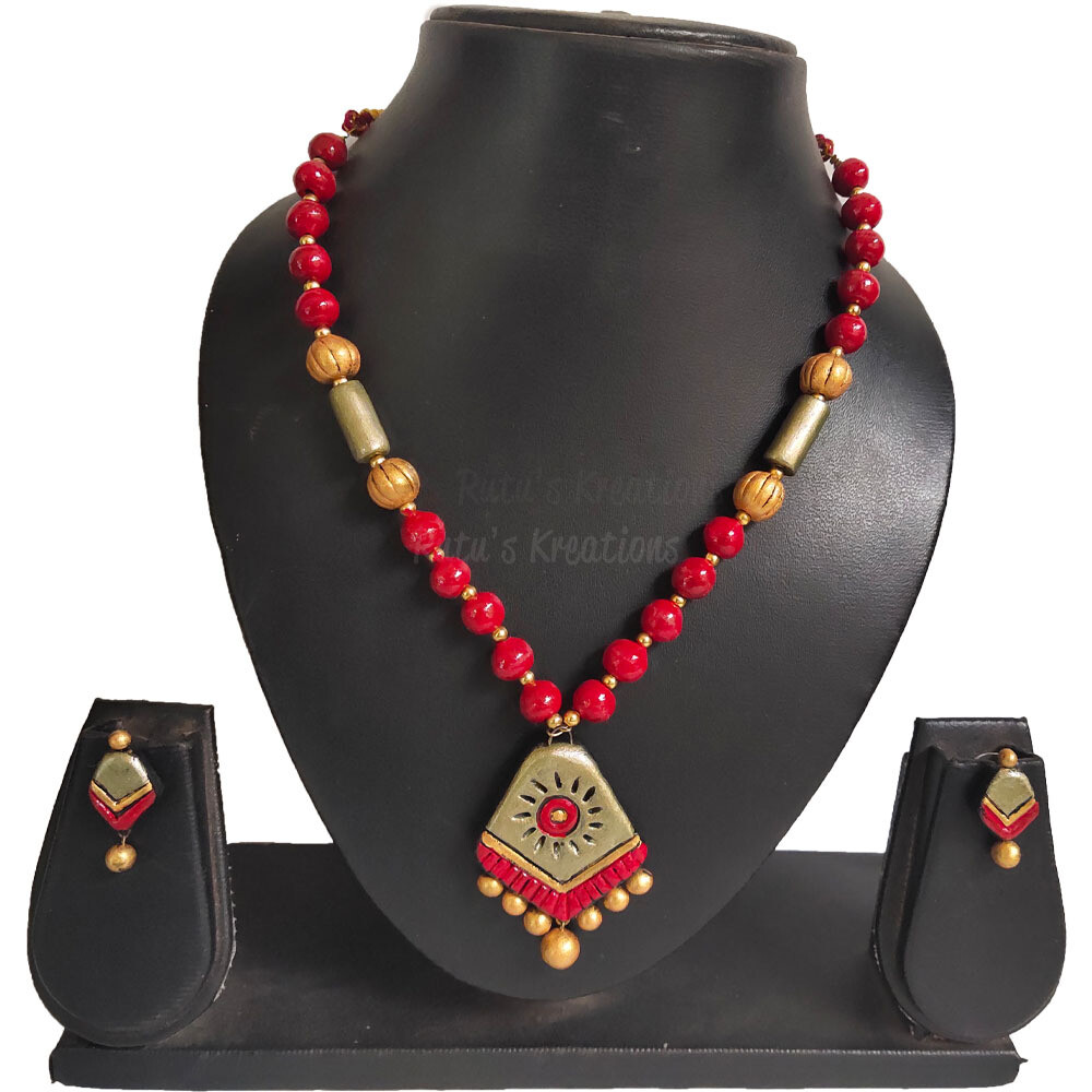 Terracotta Jewellery Necklace Set - NL440